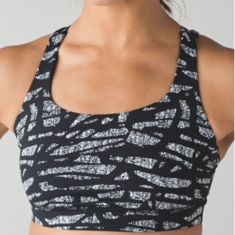 Lululemon Energy Bra Mini Graf Black & White Size 4